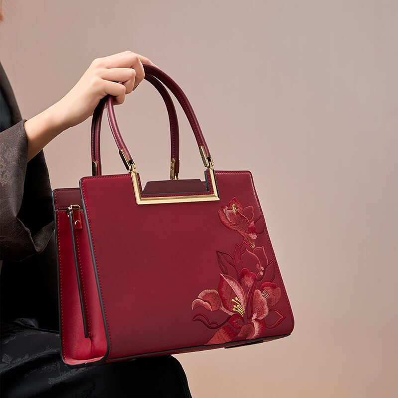 Voice of Light Leather and Silk Handbag – Babylon Leather - Babylon LeatherBabylon LeatherTX143-Red