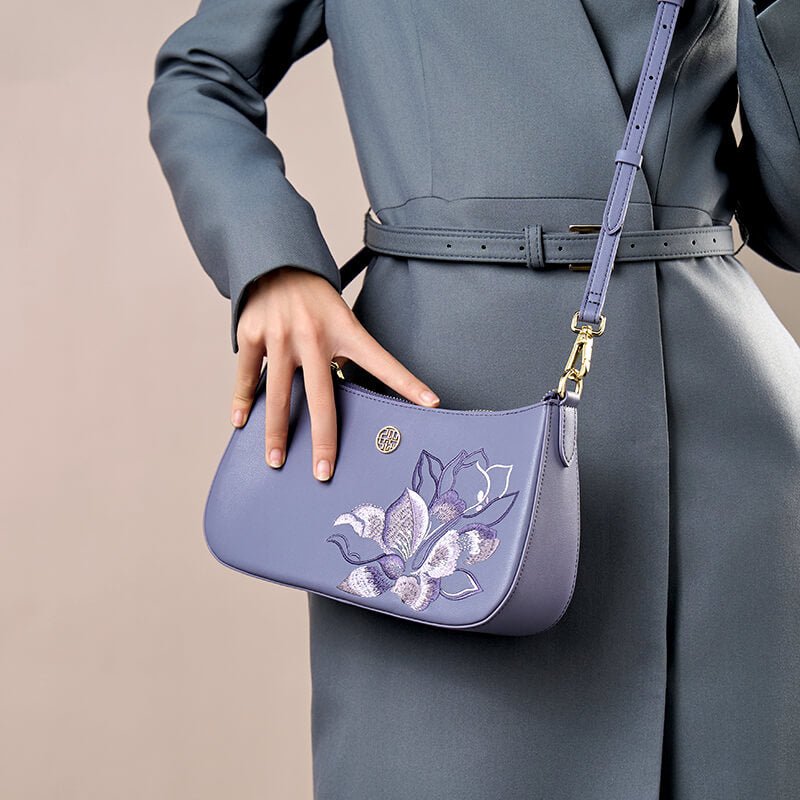 Voice of Light Leather Embroidery Shoulder Bag – Babylon Leather - Babylon LeatherBabylon LeatherTX147-Purple