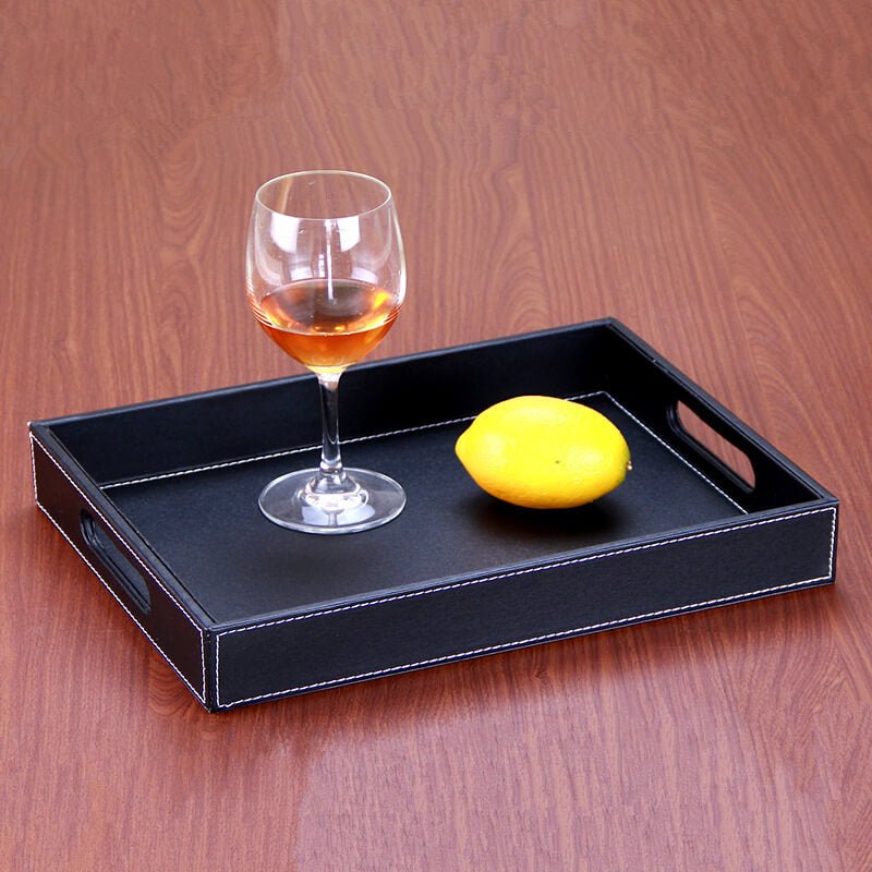 Waterproof Rectangular Serving Tray, 2 Sizes – Babylon Leather - Babylon LeatherBabylon LeatherRH02-Black-Small-With Holes