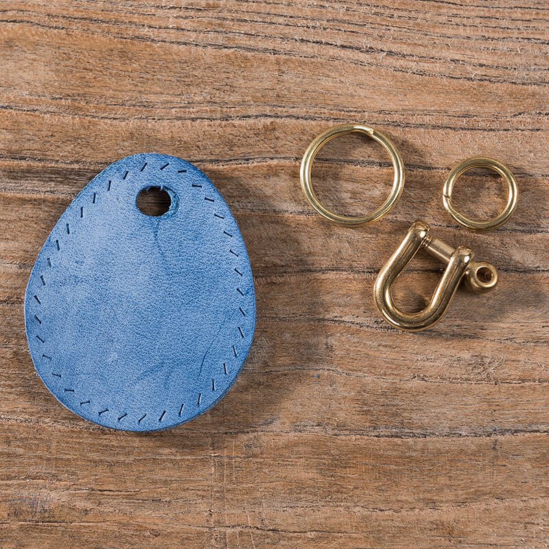 Waxed Leather Access Card Keychain DIY Kit – Babylon Leather - Babylon LeatherBabylon LeatherLZ71-Blue