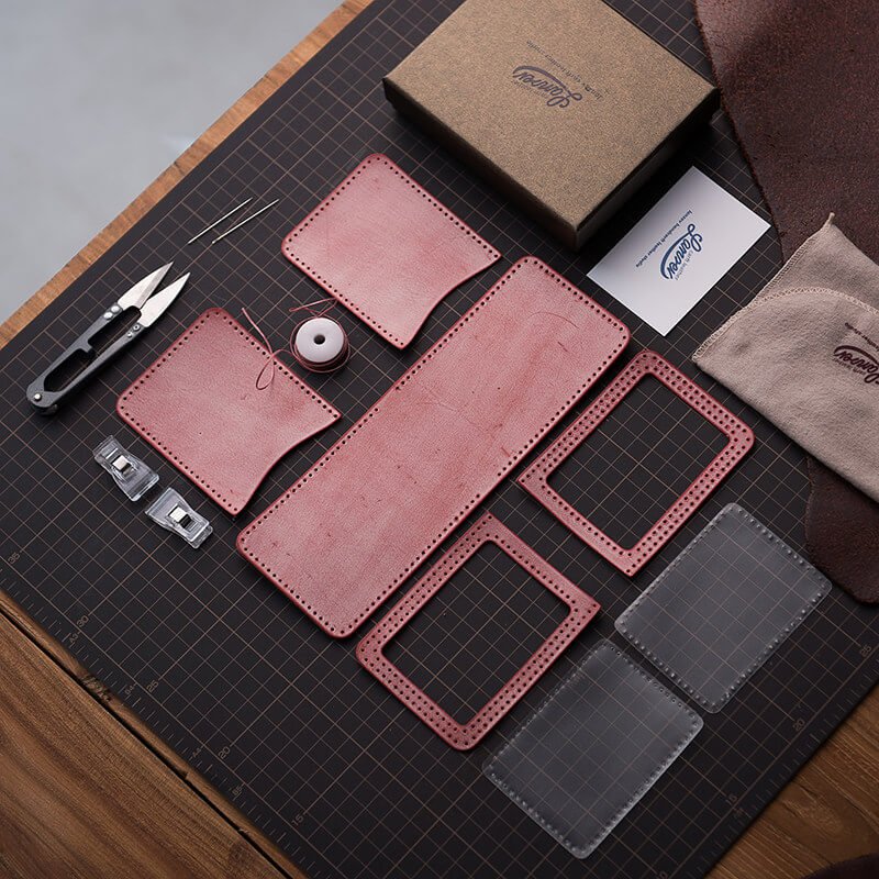 Waxed Leather Card Holder DIY Kit – Babylon Leather - Babylon LeatherBabylon LeatherLZ69-Red-Fog Wax Leather