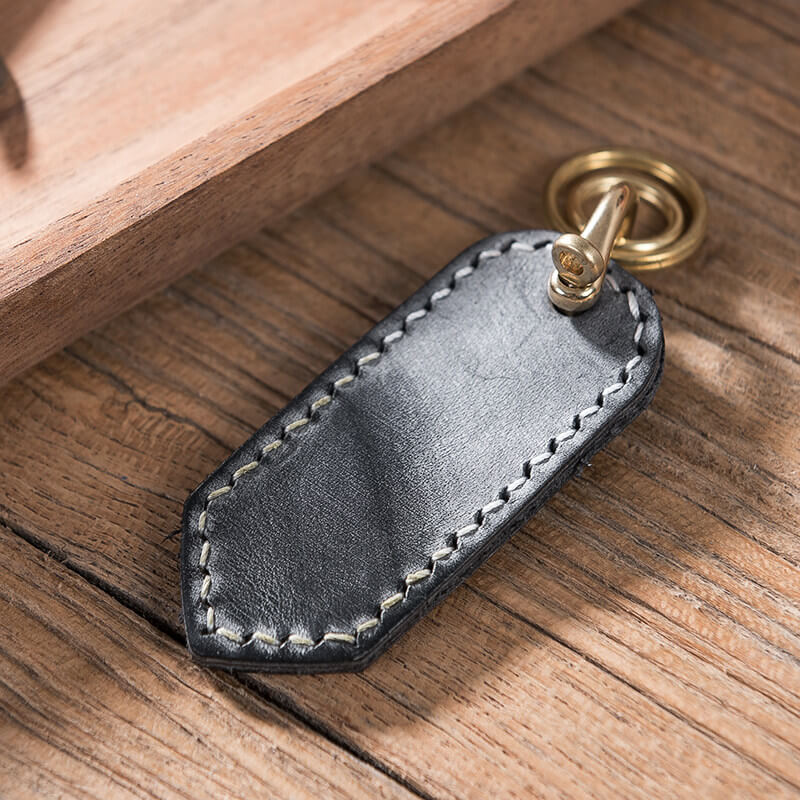 Waxed Leather DIY Keychain Craft Kit – Babylon Leather - Babylon LeatherBabylon LeatherLZ70-Black-Fog Wax Leather
