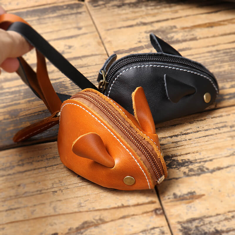 Whimsical Leather Mouse Coin Purse with Key Ring – Babylon Leather - Babylon LeatherBabylon LeatherLJ123-Brown