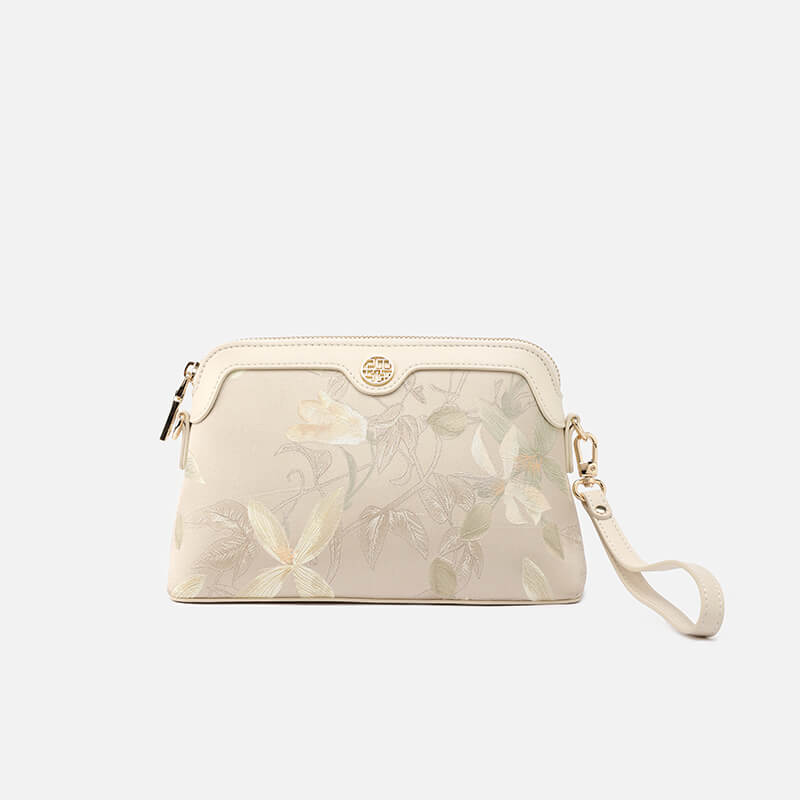 Whisper of Light Leather and Silk Clutch – Babylon Leather - Babylon LeatherBabylon LeatherTX049-White