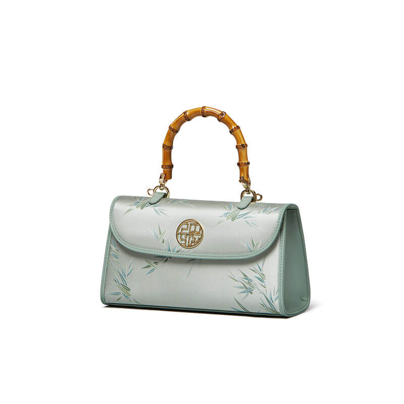 Whispering Bamboo Leather and Silk Handbag – Babylon Leather - Babylon LeatherBabylon LeatherTX050-Green