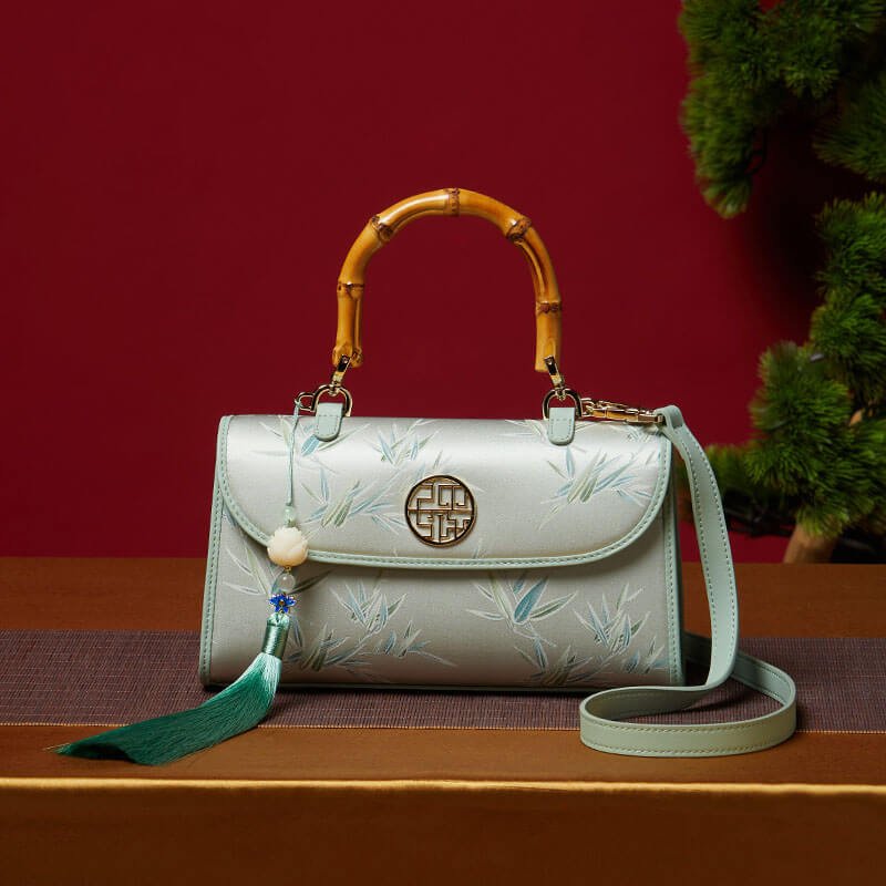 Whispering Bamboo Leather and Silk Handbag – Babylon Leather - Babylon LeatherBabylon LeatherTX050-Green