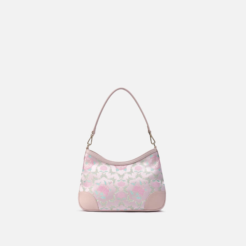 Whispering Bloom Leather and Silk Shoulder Handbag – Babylon Leather - Babylon LeatherBabylon LeatherTX114-Pink