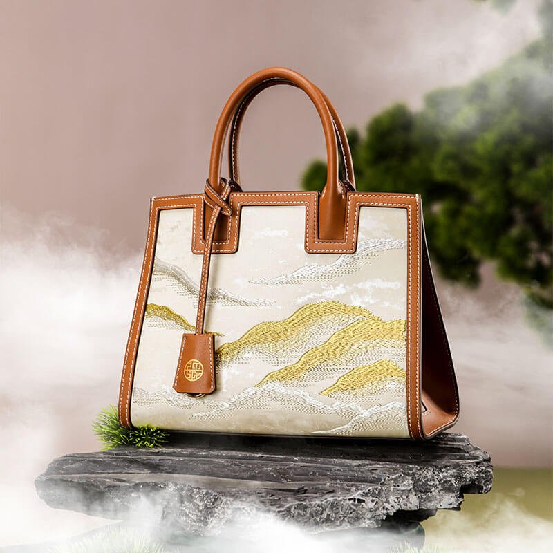 Whispering Peaks Leather and Silk Crossbody Handbag – Babylon Leather - Babylon LeatherBabylon LeatherTX059-Brown