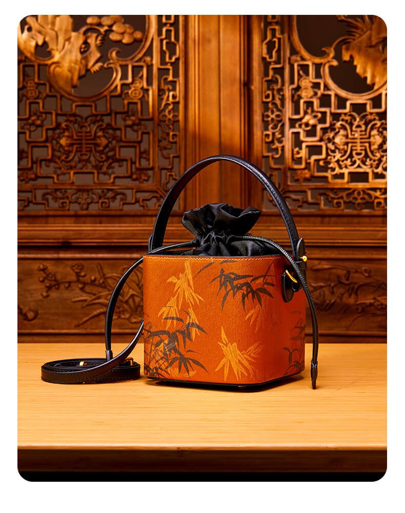 Whispers of Bamboo Leather and Silk Box Handbag – Babylon Leather - Babylon LeatherBabylon LeatherTX055-Brown