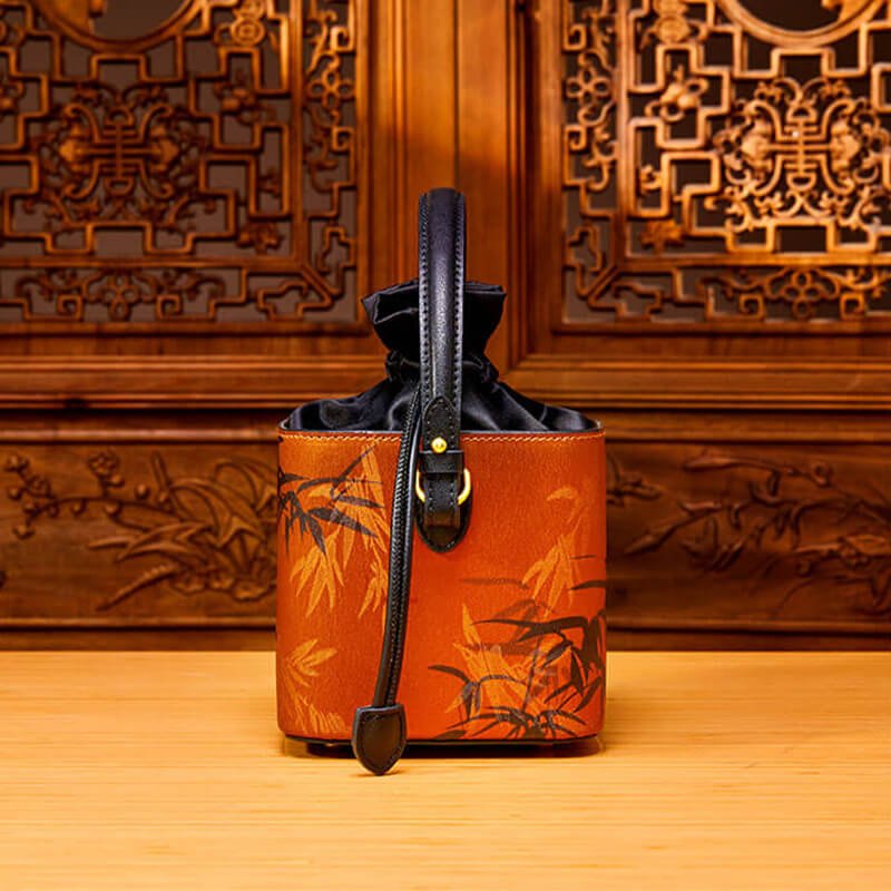 Whispers of Bamboo Leather and Silk Box Handbag – Babylon Leather - Babylon LeatherBabylon LeatherTX055-Brown