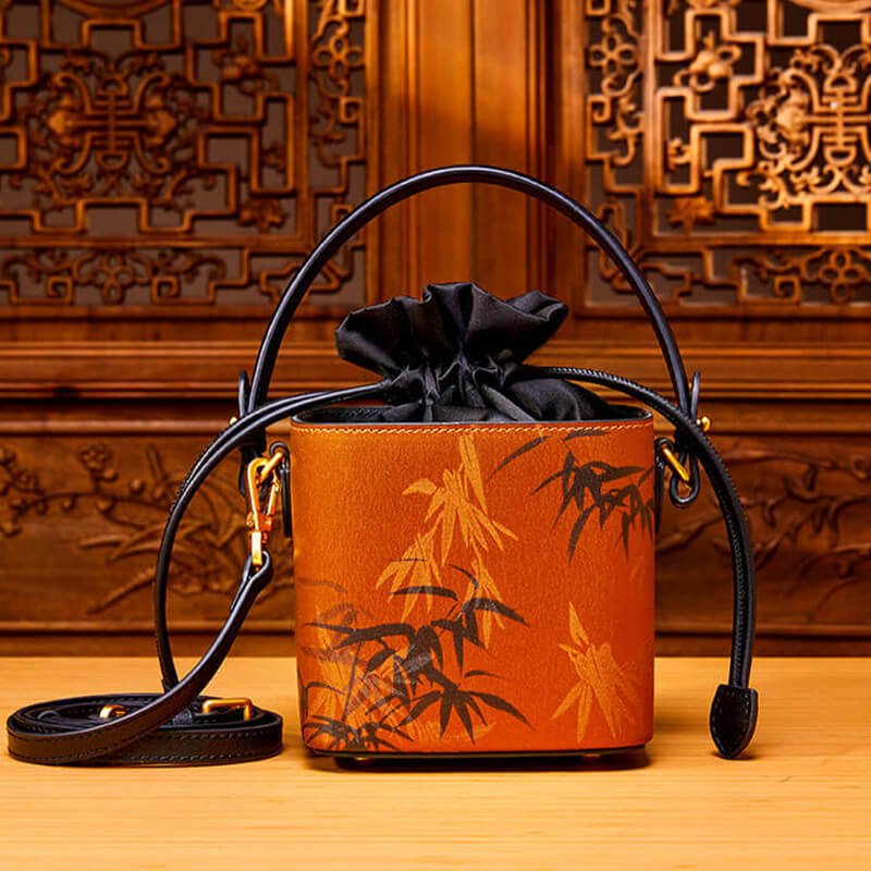 Whispers of Bamboo Leather and Silk Box Handbag – Babylon Leather - Babylon LeatherBabylon LeatherTX055-Brown