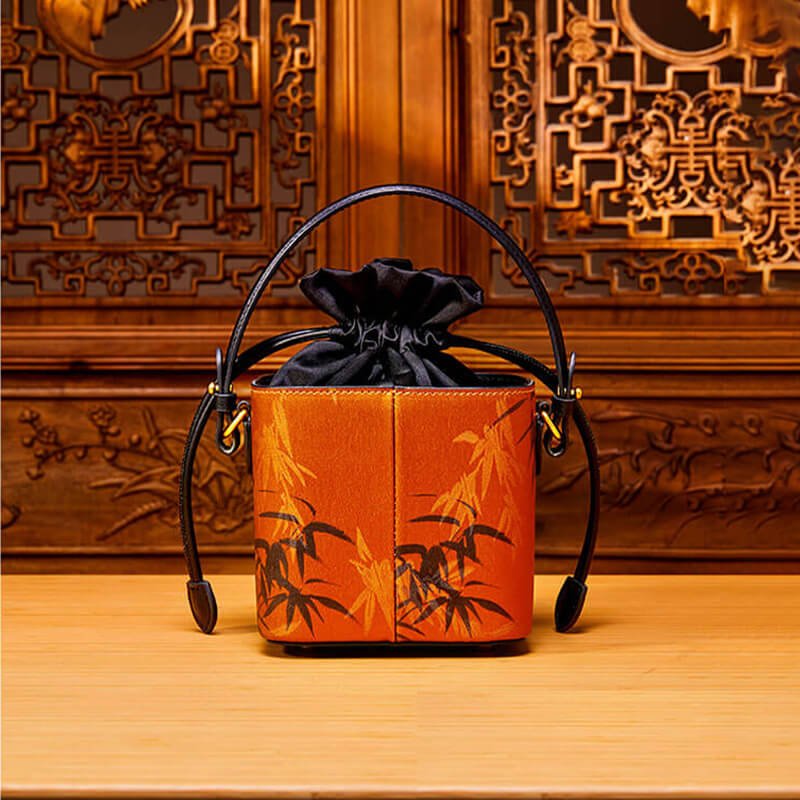 Whispers of Bamboo Leather and Silk Box Handbag – Babylon Leather - Babylon LeatherBabylon LeatherTX055-Brown