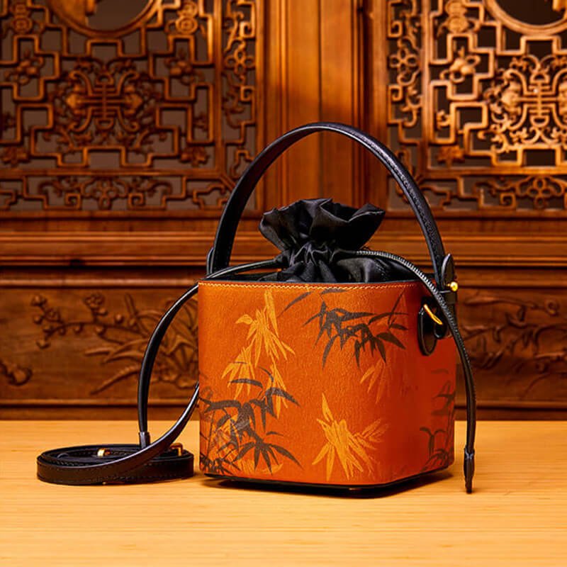 Whispers of Bamboo Leather and Silk Box Handbag – Babylon Leather - Babylon LeatherBabylon LeatherTX055-Brown