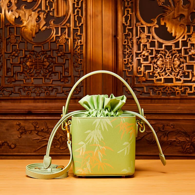 Whispers of Bamboo Leather and Silk Box Handbag – Babylon Leather - Babylon LeatherBabylon LeatherTX055-Light Green