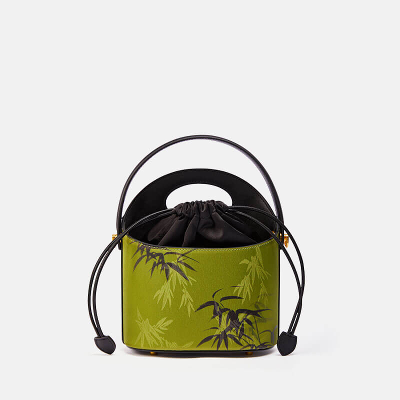 Whispers of Bamboo Leather and Silk Handbag – Babylon Leather - Babylon LeatherBabylon LeatherTX056-Green