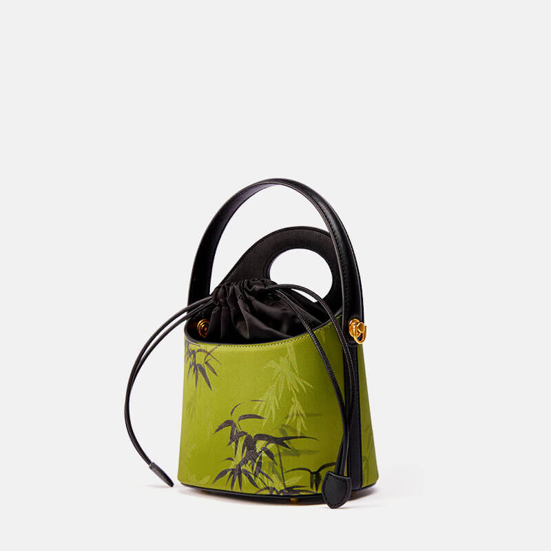 Whispers of Bamboo Leather and Silk Handbag – Babylon Leather - Babylon LeatherBabylon LeatherTX056-Green