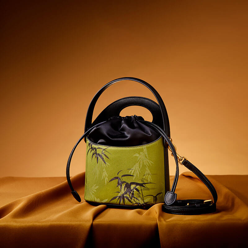 Whispers of Bamboo Leather and Silk Handbag – Babylon Leather - Babylon LeatherBabylon LeatherTX056-Green