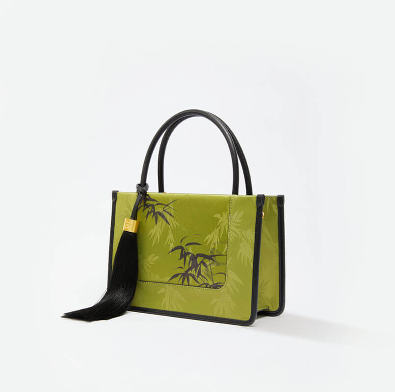 Whispers of Bamboo Leather and Silk Square Handbag – Babylon Leather - Babylon LeatherBabylon LeatherTX057-Green