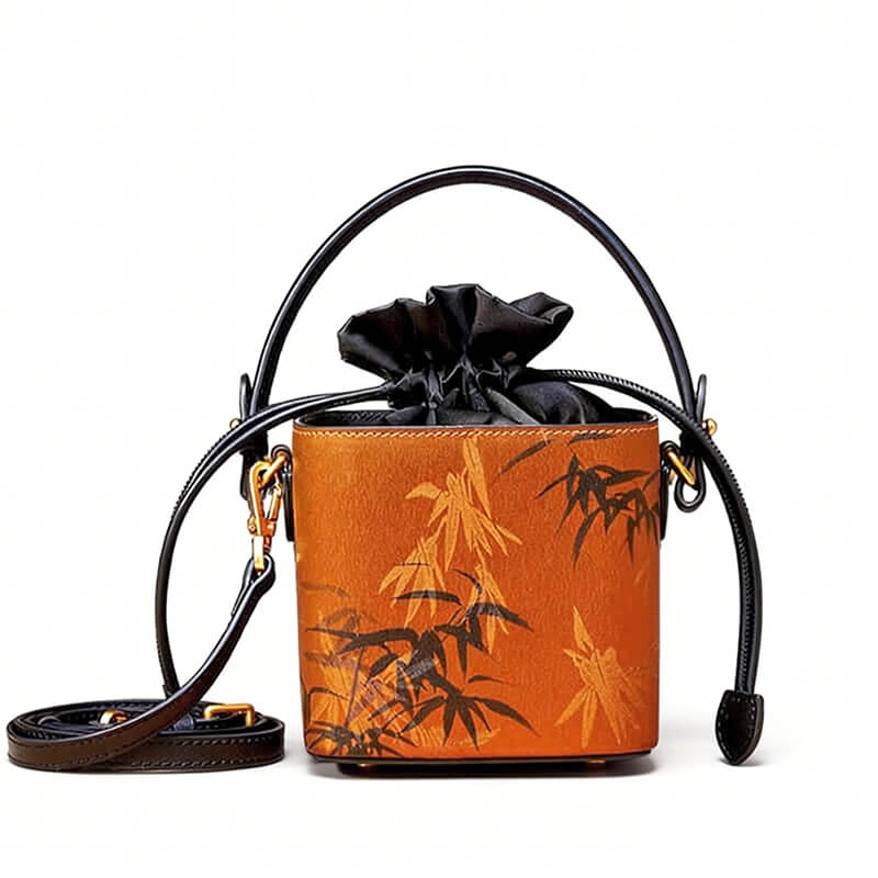 Whispers of Bamboo Leather Light Embossing Box Handbag – Babylon Leather - Babylon LeatherBabylon LeatherTX055-Brown