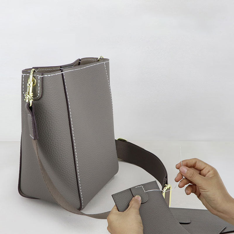 Wide Strap Bucket Bag DIY Kit – Babylon Leather - Babylon LeatherBabylon LeatherSY19 - Grey - White