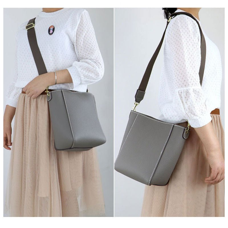 Wide Strap Bucket Bag DIY Kit – Babylon Leather - Babylon LeatherBabylon LeatherSY19 - Grey - White