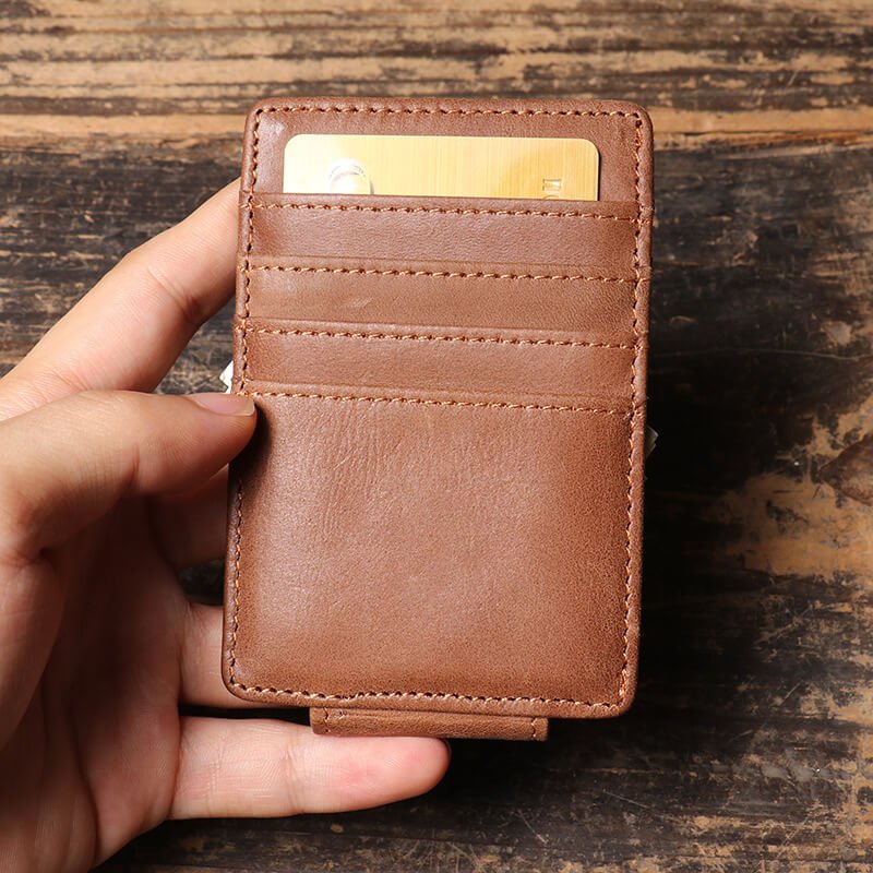 With Secure Back Clip and RFID Protection Leather Card Holder – Babylon Leather - Babylon LeatherBabylon LeatherLJ120-Brown