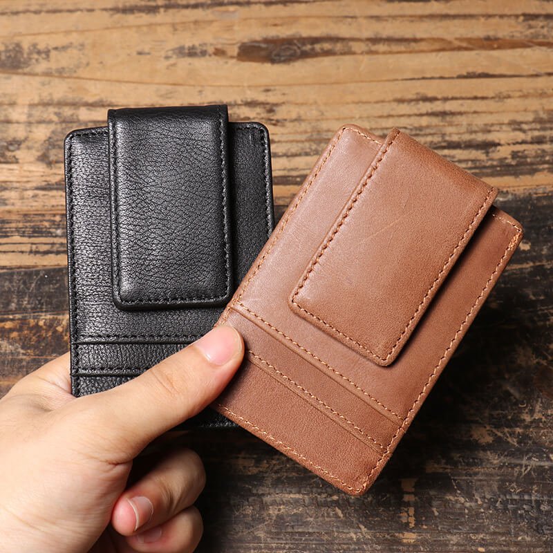 With Secure Back Clip and RFID Protection Leather Card Holder – Babylon Leather - Babylon LeatherBabylon LeatherLJ120-Brown