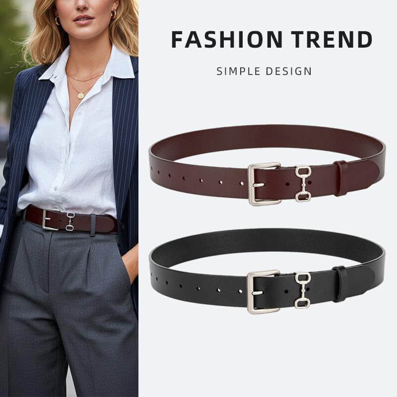 Women's Cowhide Leather Belt with Classic Buckle – Babylon Leather - Babylon LeatherBabylon LeatherDJ03-Brown