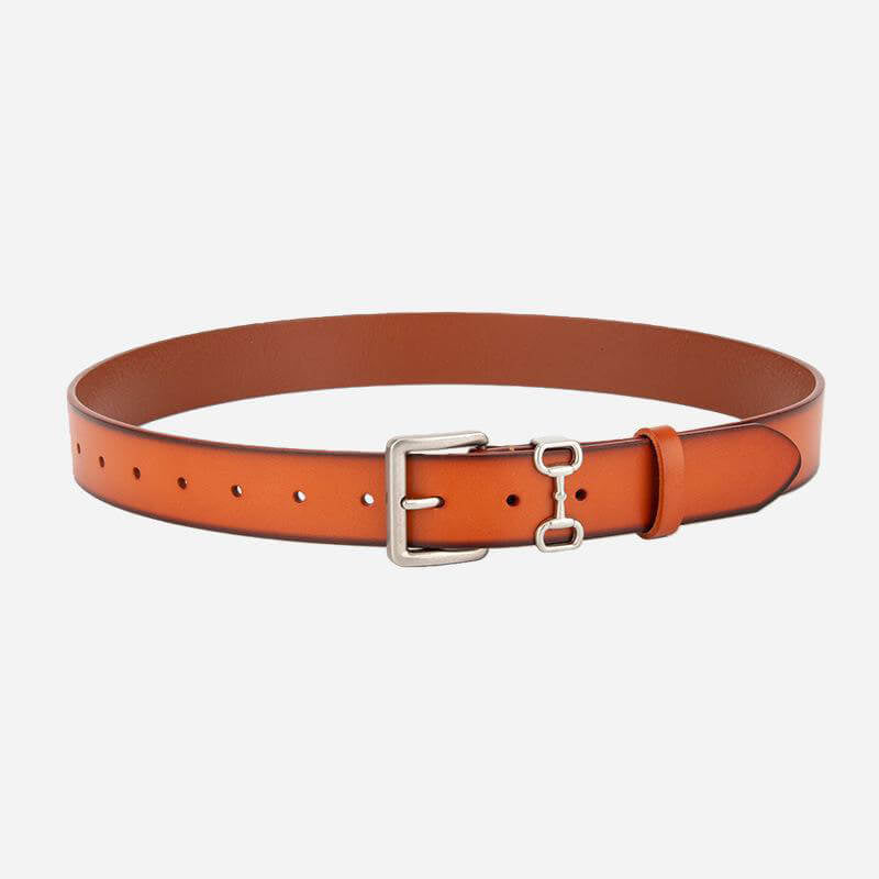Women's Cowhide Leather Belt with Classic Buckle – Babylon Leather - Babylon LeatherBabylon LeatherDJ03-Caramel