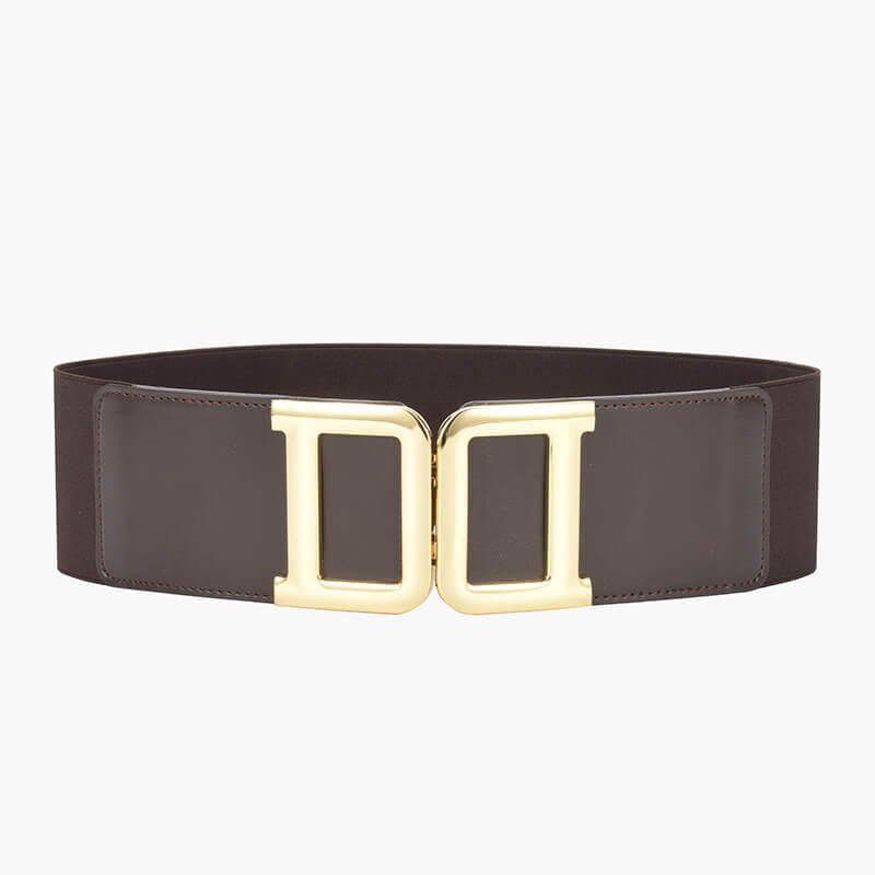 Women's Gold Double - Clasp Wide Leather Corset Belt – Babylon Leather - Babylon LeatherBabylon LeatherDJ17-Coffee