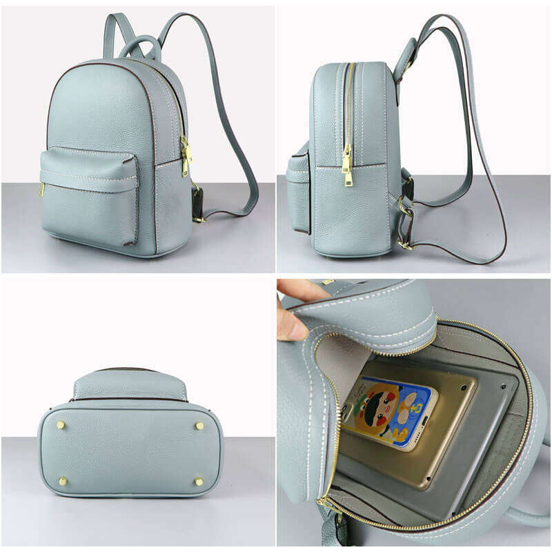 Women’s Large Leather Backpack DIY Kit – Babylon Leather - Babylon LeatherBabylon LeatherSY44 - Matching Color - Lychee Pattern Leather - Haze Blue