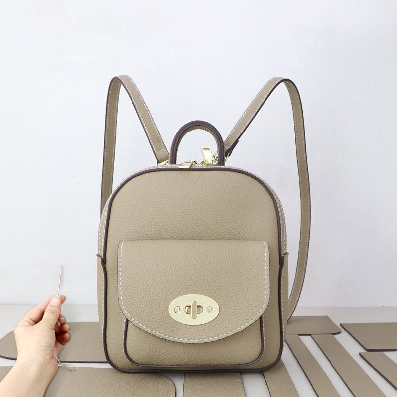 Women’s Leather Backpack DIY Kit – Babylon Leather - Babylon LeatherBabylon LeatherSY16 - Khaki - White