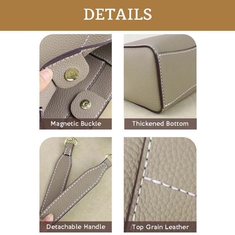 Women’s Leather Bucket Bag DIY Kit – Babylon Leather - Babylon LeatherBabylon LeatherSY13 - Large - Matching Color - Lychee Pattern Leather - Khaki