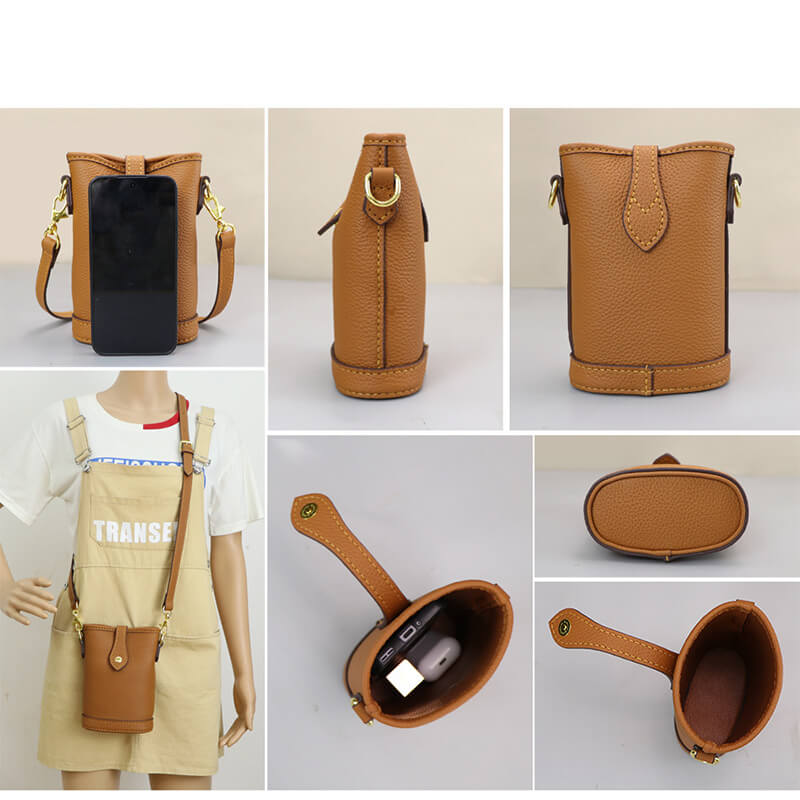 Women’s Leather Cell Phone Crossbody Bag DIY Kit – Babylon Leather - Babylon LeatherBabylon LeatherSY138-Caramel-Color-Matched