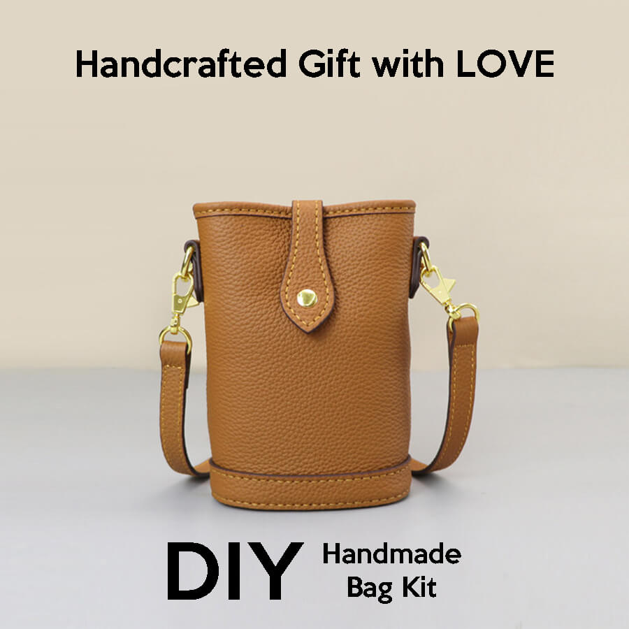 Women’s Leather Cell Phone Crossbody Bag DIY Kit – Babylon Leather - Babylon LeatherBabylon LeatherSY138-Caramel-Color-Matched