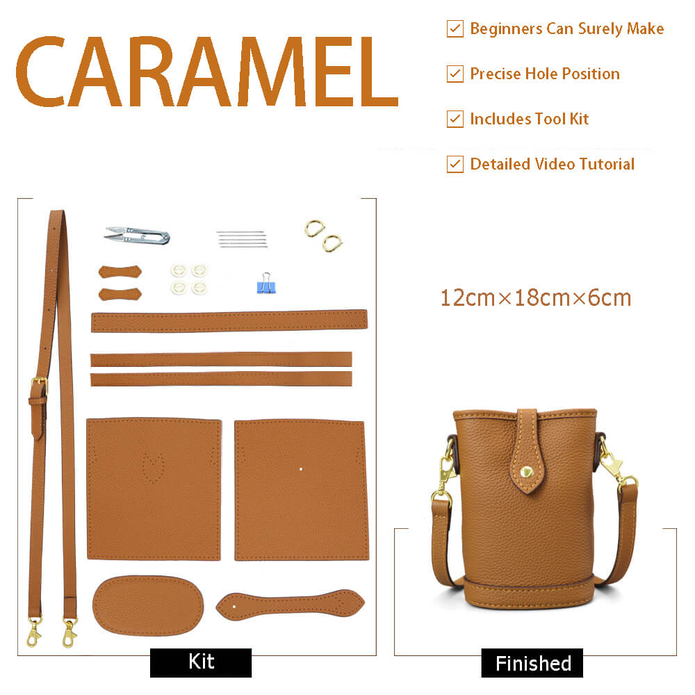 Women’s Leather Cell Phone Crossbody Bag DIY Kit – Babylon Leather - Babylon LeatherBabylon LeatherSY138-Caramel-Color-Matched