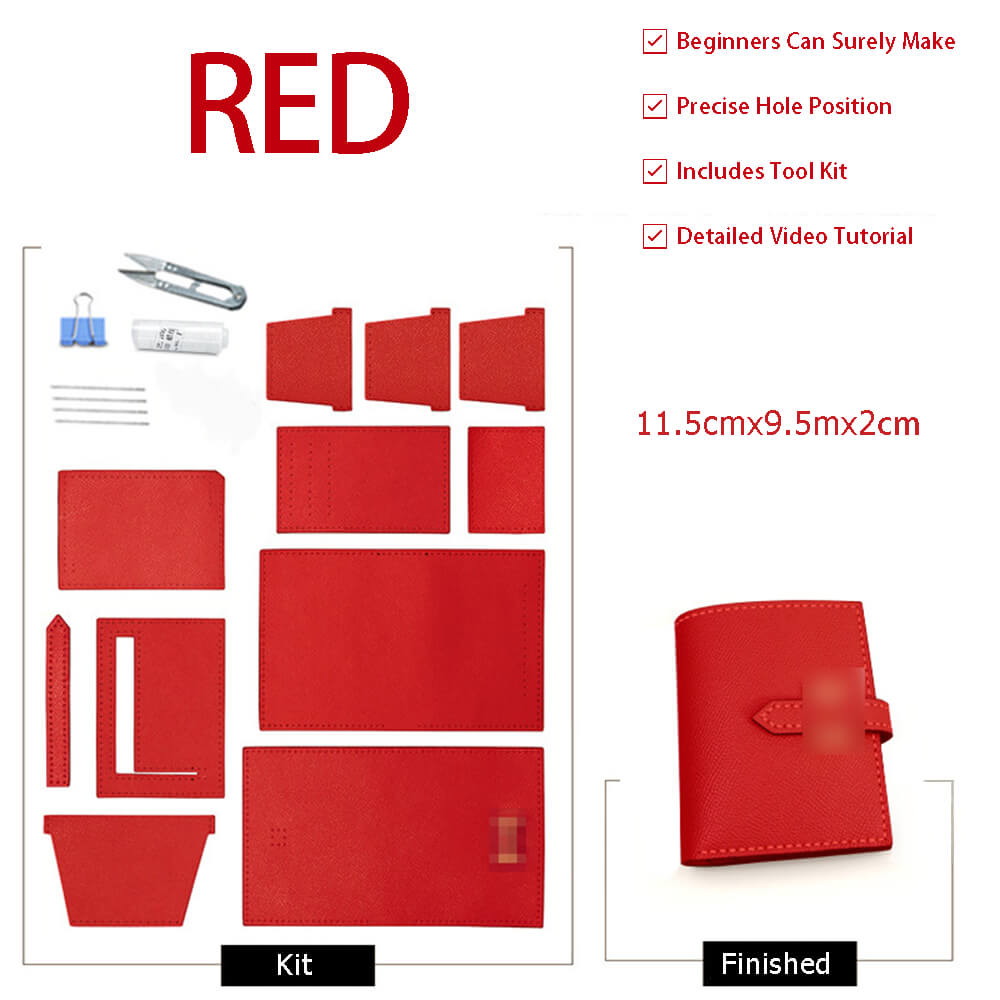 Women’s Leather Short Wallet DIY Kit – Babylon Leather - Babylon LeatherBabylon LeatherSY130-Red-Color-Matched