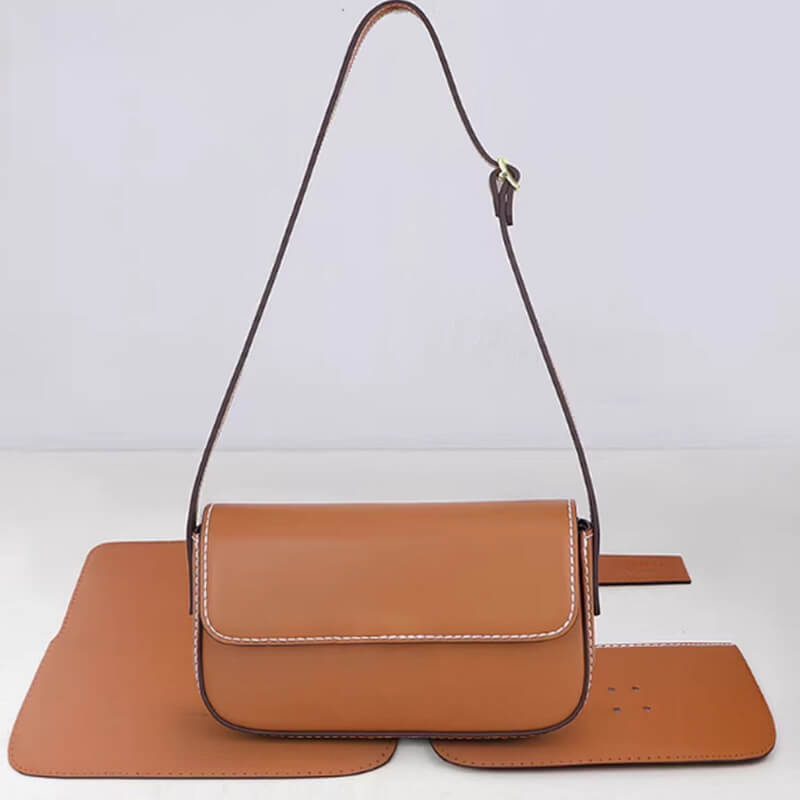 Women’s Leather Square Shoulder Bag DIY Kit – Babylon Leather - Babylon LeatherBabylon LeatherSY134-Coffee-White