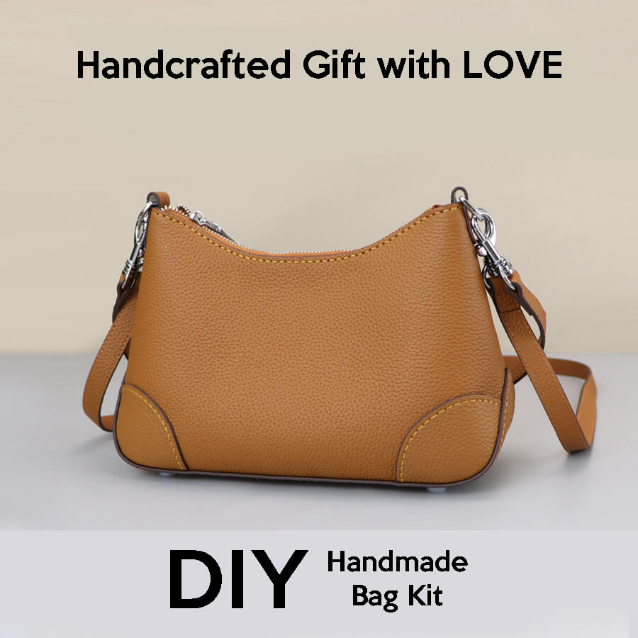 Women’s Leather Structured Hobo Shoulder Bag DIY Kit – Babylon Leather - Babylon LeatherBabylon LeatherSY135-Caramel-Color-Matched