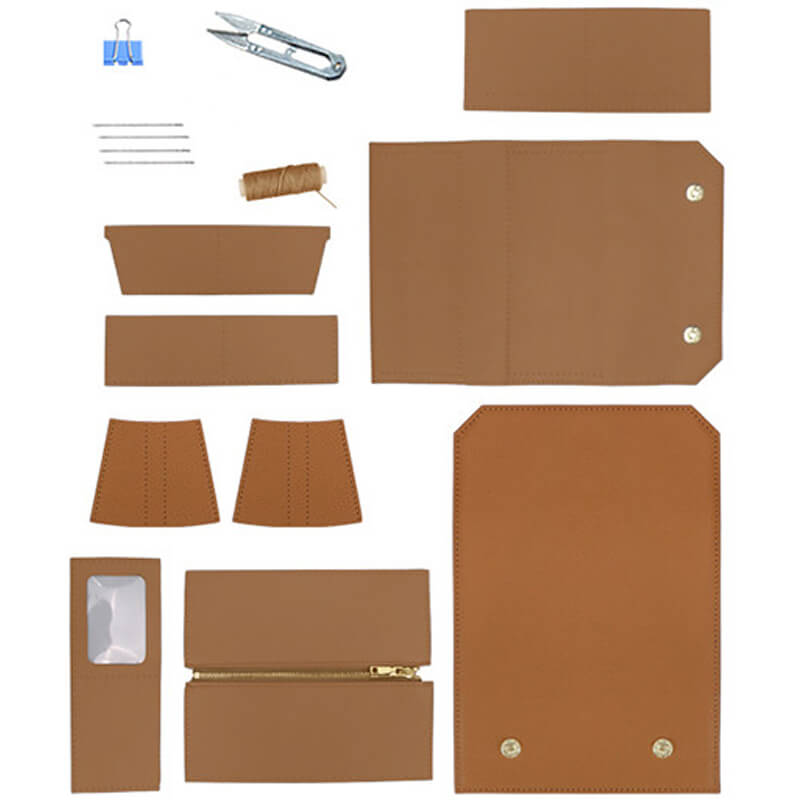 Women’s Long Wallet DIY Kit – Babylon Leather - Babylon LeatherBabylon LeatherSY120-Caramel-Gold-Color-Matched