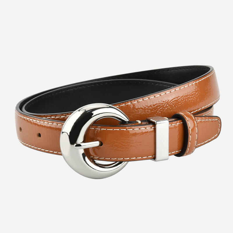 Women's Patent Finish Top - Grain Cowhide Belt – Babylon Leather - Babylon LeatherBabylon LeatherDJ10-Caramel