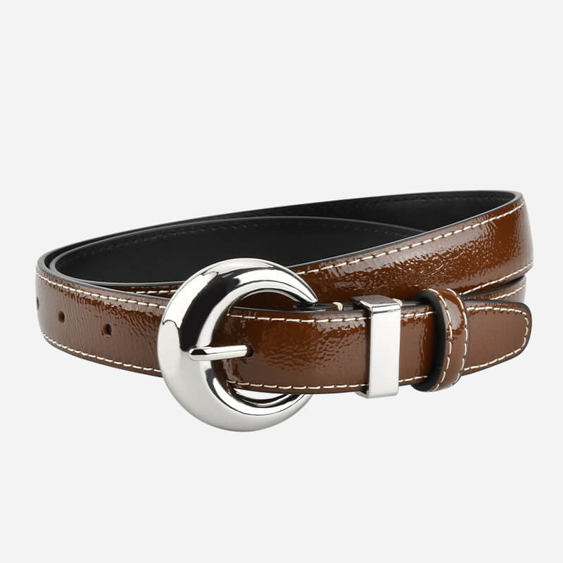 Women's Patent Finish Top - Grain Cowhide Belt – Babylon Leather - Babylon LeatherBabylon LeatherDJ10-Coffee