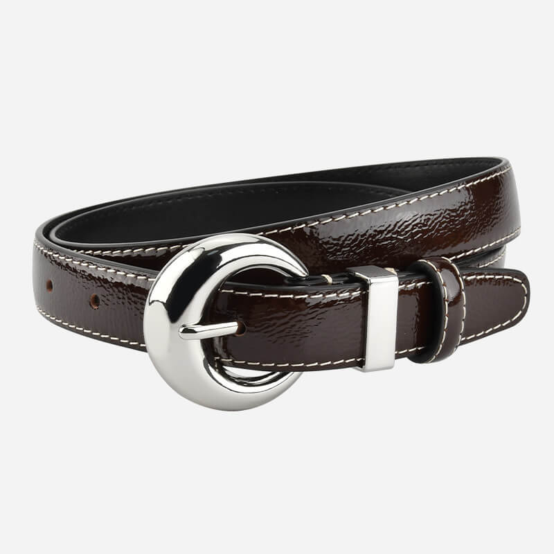 Women's Patent Finish Top - Grain Cowhide Belt – Babylon Leather - Babylon LeatherBabylon LeatherDJ10-Dark Caramel