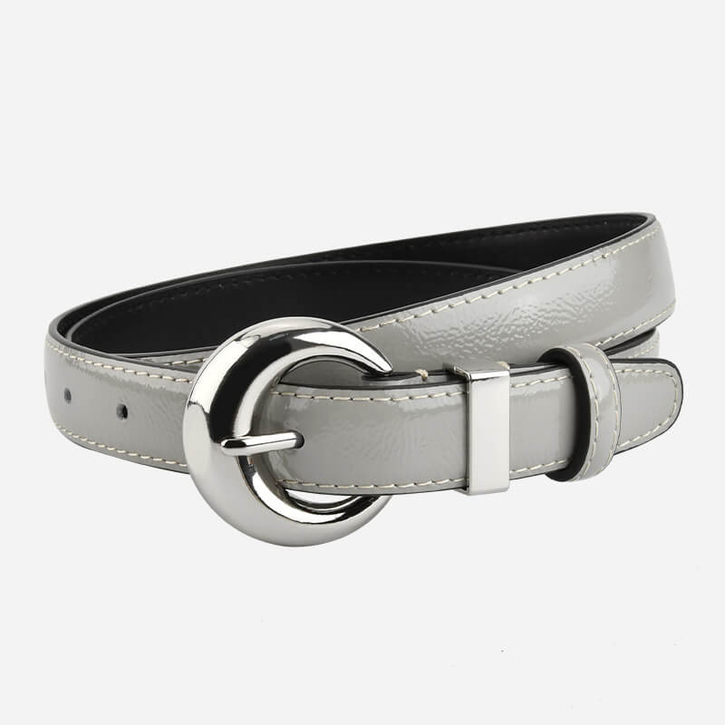 Women's Patent Finish Top - Grain Cowhide Belt – Babylon Leather - Babylon LeatherBabylon LeatherDJ10-Light Gray