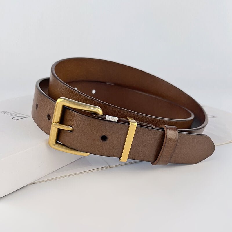 Women's Retro Top - Grain Cowhide Waist Belt – Babylon Leather - Babylon LeatherBabylon LeatherDJ08-Gold Buckle-Black