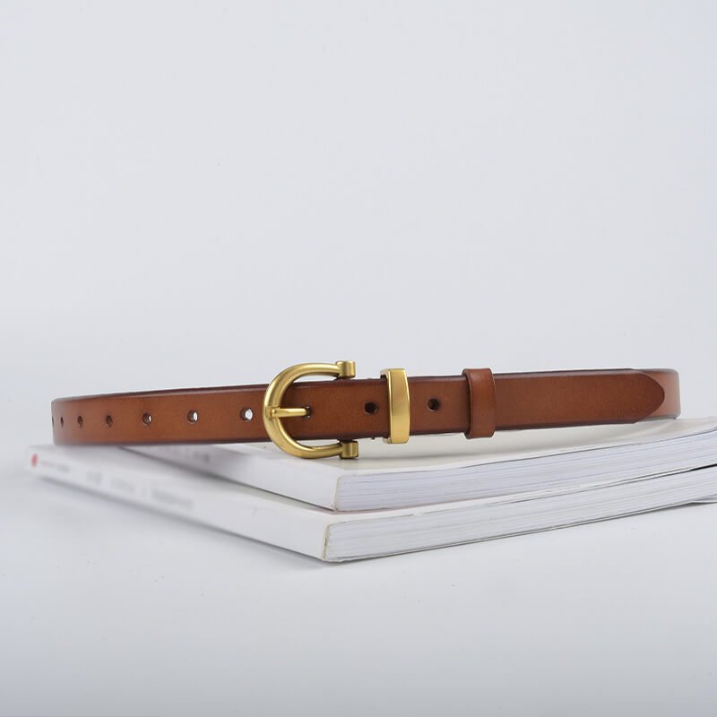 Women's Slim Vintage Cowhide Belt with Patent Finish – Babylon Leather - Babylon LeatherBabylon LeatherDJ06-Gold Buckle-Black