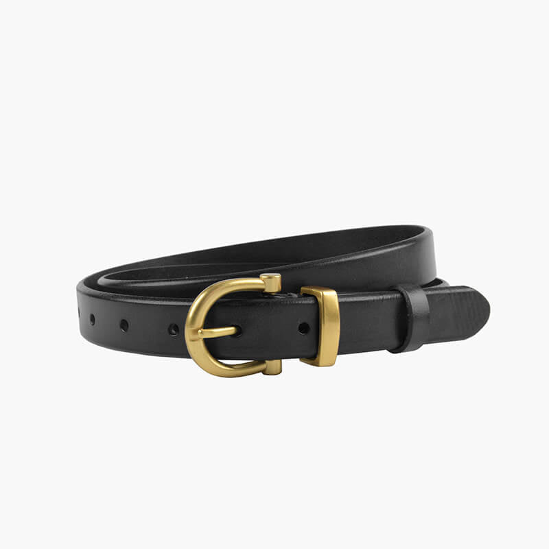 Women's Slim Vintage Cowhide Belt with Patent Finish – Babylon Leather - Babylon LeatherBabylon LeatherDJ06-Gold Buckle-Black