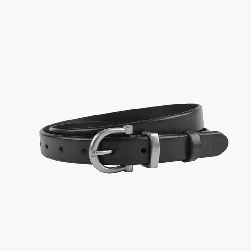 Women's Slim Vintage Cowhide Belt with Patent Finish – Babylon Leather - Babylon LeatherBabylon LeatherDJ06-Silver Buckle-Black