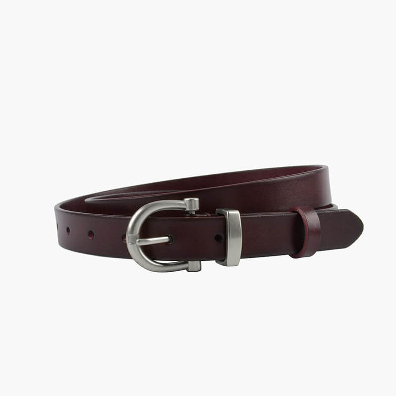 Women's Slim Vintage Cowhide Belt with Patent Finish – Babylon Leather - Babylon LeatherBabylon LeatherDJ06-Silver Buckle-Coffee