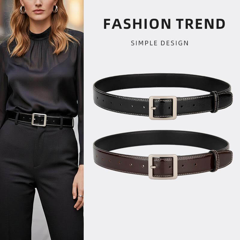 Women's Top - Grain Cowhide Belt with Metal Buckle – Babylon Leather - Babylon LeatherBabylon LeatherDJ01-Black